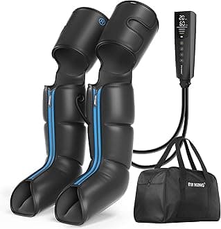 FIT KING Rechargeable Leg and Foot Massager - Cordless Air Compression Full Leg Boots Massager for Circulation and Recovery - Pressure Sensor & LCD Display - 3 Modes 10 Intensities 5 Timer Functions