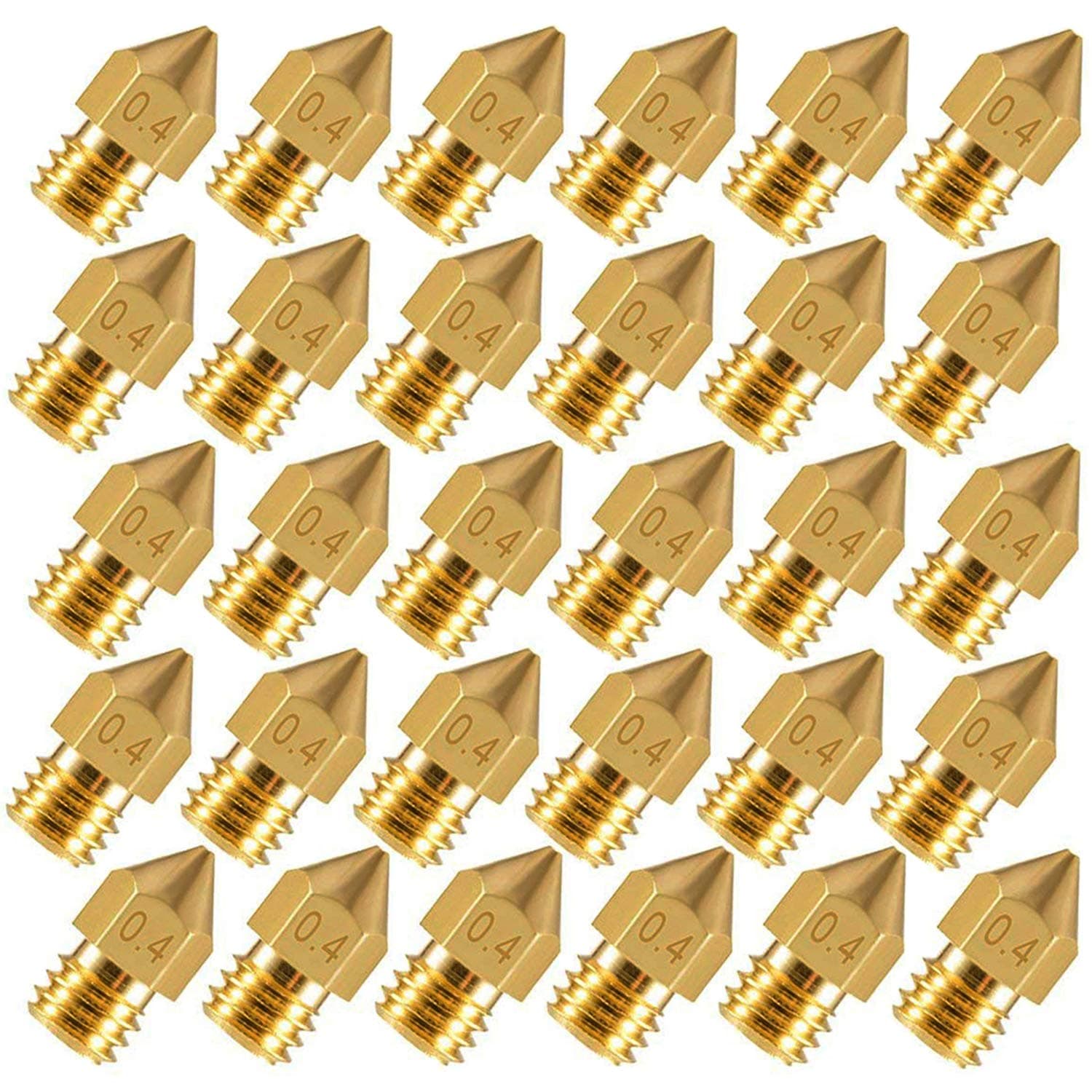 MK8 Nozzles, ExcelFu 30 Pieces 0.4mm 3D Printer Nozzle Extruder Print Head for 3D Printer Makerbot Creality CR-10