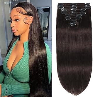 Dark Brown Clip in Hair Extensions Real Human Hair Clip ins Remy Human Hair Clip in Extensions Invisible Natural Straight Seamless Clip on Hair Extensions 8pcs Double Weft 20 Inch 80g
