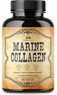 Marine Collagen Capsules - Non GMO, Gluten-Free Hydrolyzed Fish Collagen Supplements for Radiant Skin, Hair, Nails, Joints, & Bones - Made in USA - 120 Capsules, 30 Days Supply
