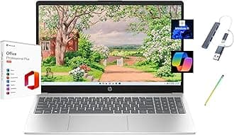 HP 2025 15.6" HD Touchscreen Laptop, Free Lifetime Microsoft Office 2024, Intel Core i3-1315U (Beats i5-1135G7), 8GB RAM, 256GB SSD, Windows 11 Pro, Natural Silver