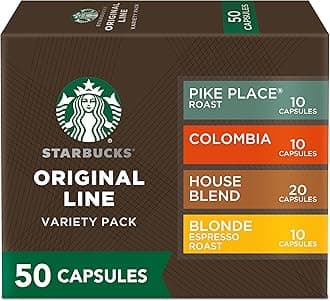Starbucks by Nespresso Original Line Mild Variety Pack Coffee, 50-count Espresso Pods, Presentation may vary