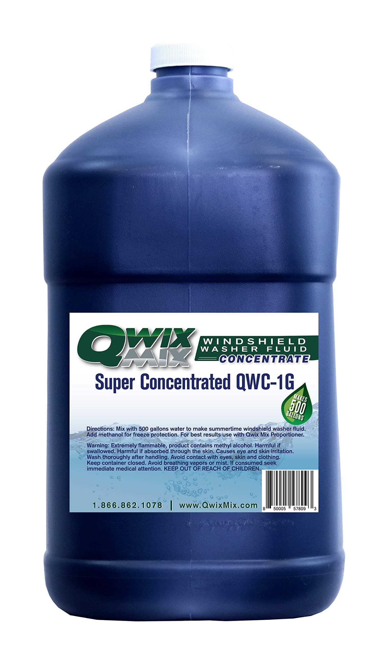 Qwix Mix Biodegradable Windshield Washer Fluid Concentrate, 1 Gallon Makes 500 Gallons - Grime & Bug Remover, Superior Commercial Grade Glass Cleaner, Single…