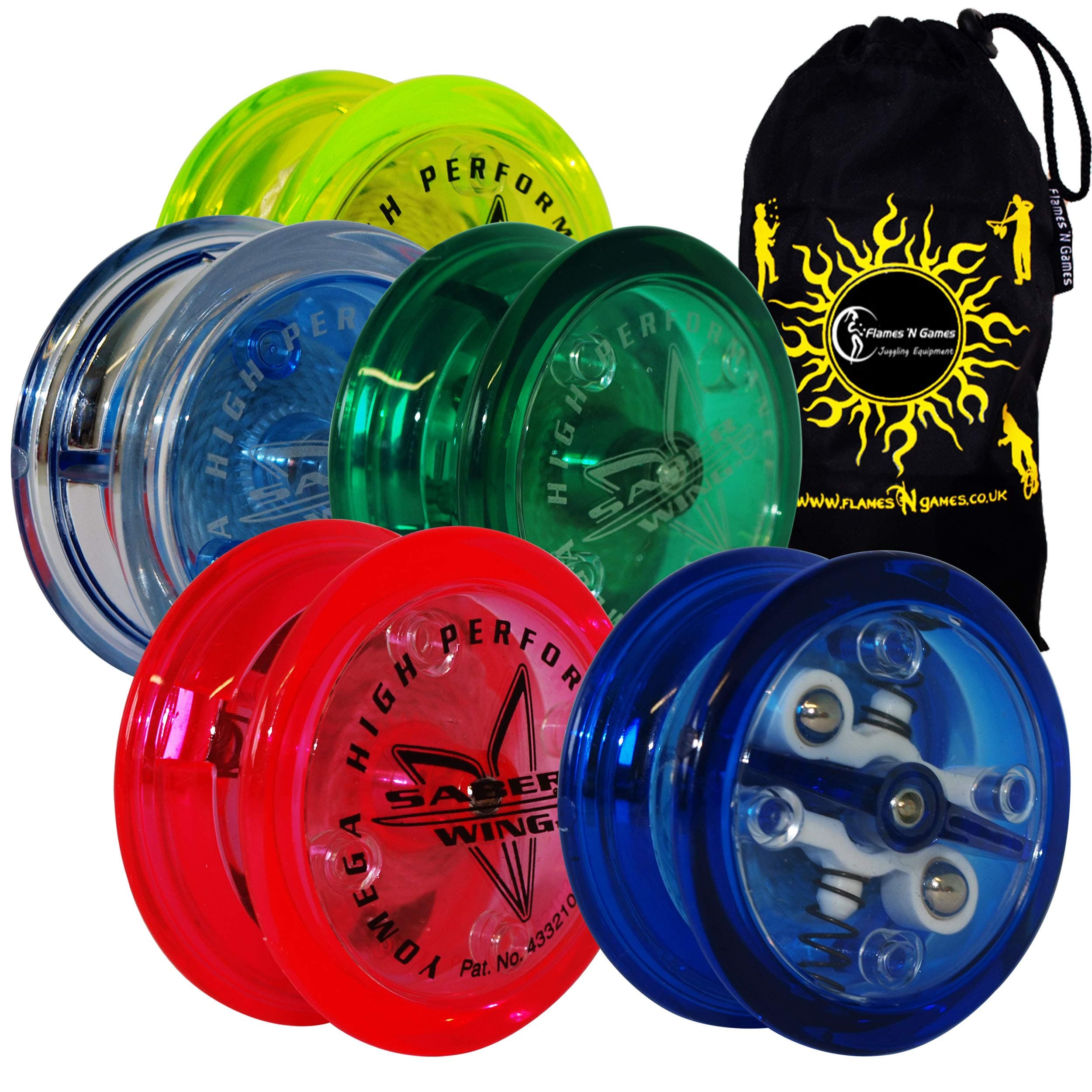 Yomega Saber-Wing Brain Flared Shaped Yoyo With Starburst Response System - Supreme Quality Medium Yo-Yo For Kids & Adults + Travel BAG! Ideal Yo-Yo for Starters & Adults (Red)