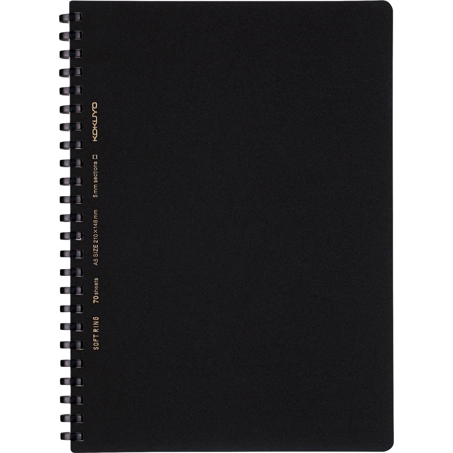 Spiral Graph Notebook, 8.3'' x 5.8'' Business Journal A5 Soft Ring Notebooks with 5mm Grid Ruled, 70 Perforated Sheets, Black 1 Subject Notebook, Note Taking for Work.Japan Import(SU-SV437S5-D)
