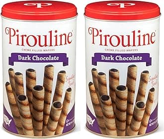 Pirouline Rolled Wafers – Dark Chocolate – Rolled Wafer Sticks, Crème Filled Wafers, Rolled Cookies for Coffee, Tea, Ice Cream, Snacks, Parties, Gifts, and More – 14.1oz Tin 2pk