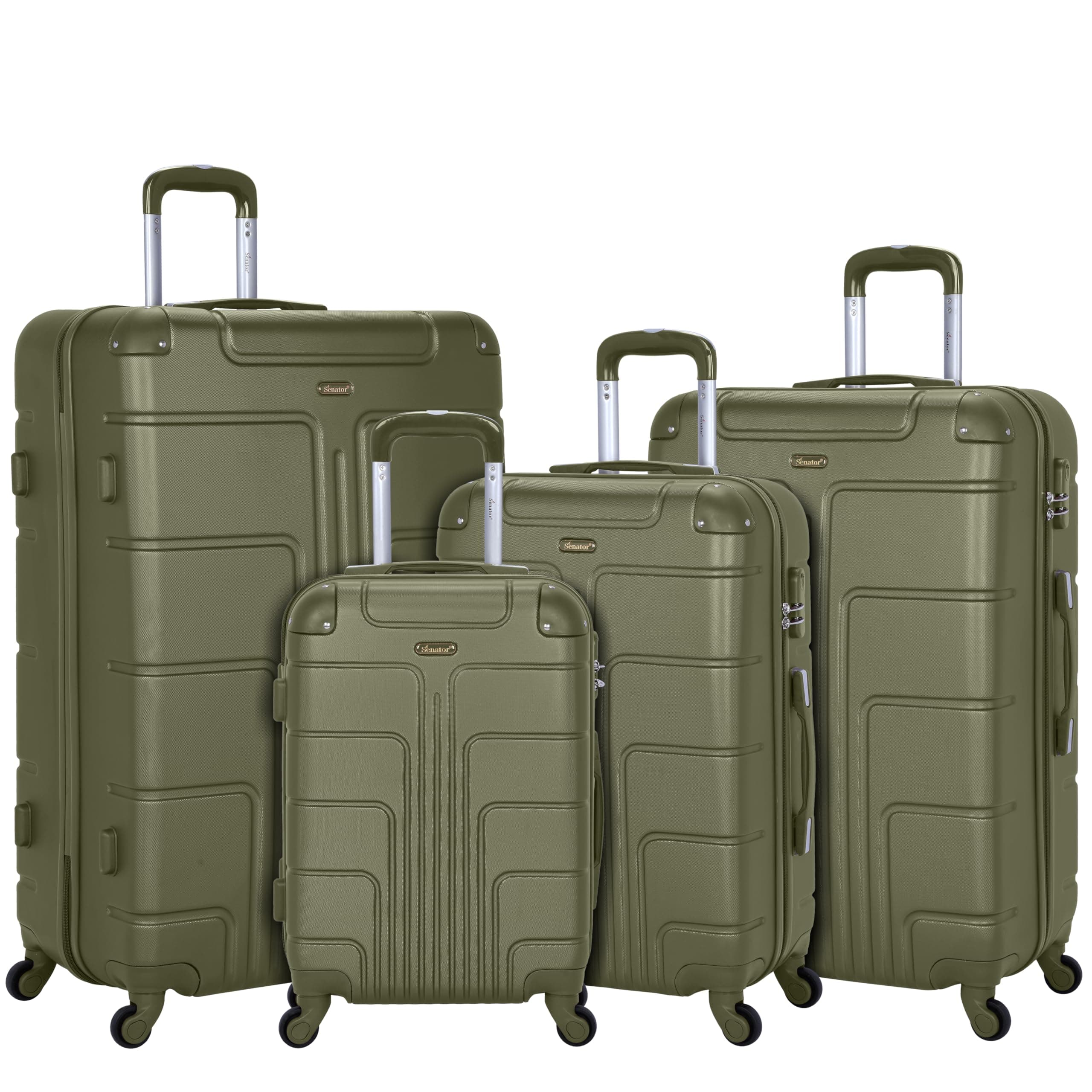 Hard Shell Luggage Set 4-Piece Suit Case on Wheels for Unisex Travel A1012 | ABS Lightweight Hard sided Luggage with Spinner Wheels 4 (Set of 4, Olive)