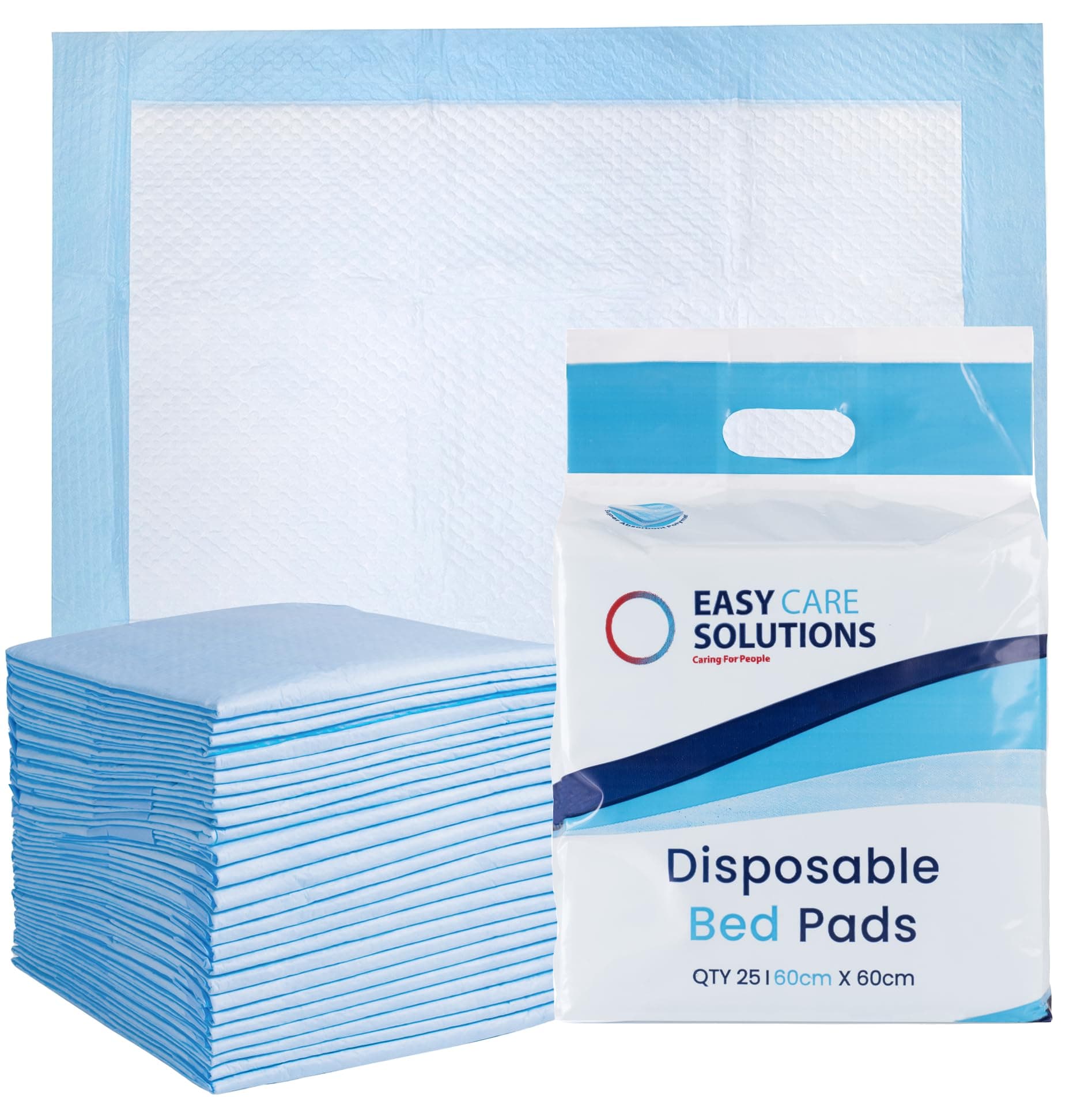 50 x Easy Care Solutions 60 x 60 cm | Disposable Incontinence Bed Pads, Underpads, Bed Mats, Mattress Protectors, Incontinence Pads, Waterproof Bed Sheets for Every person | 2 Packs of 25