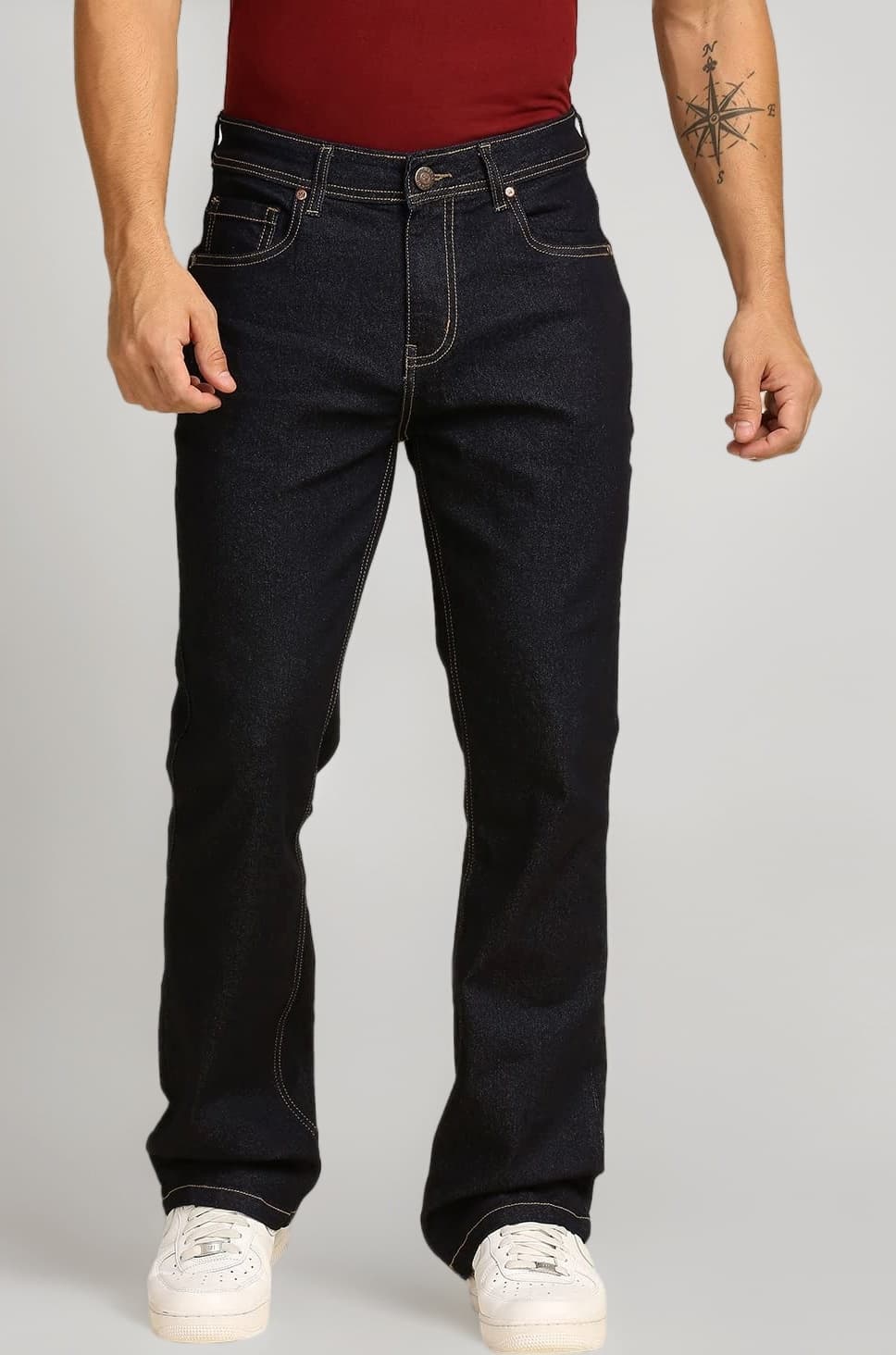 HIGH Star Men's Regular Fit Mid Rise Jeans