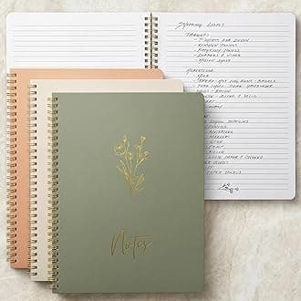 ZICOTO Aesthetic Spiral Notebook Set of 3 For Women - Cute Ruled 10.5x8 Journal/Notebook with Large Pockets And Lined Pages - Perfect Supplies to Stay Organized at Work or School