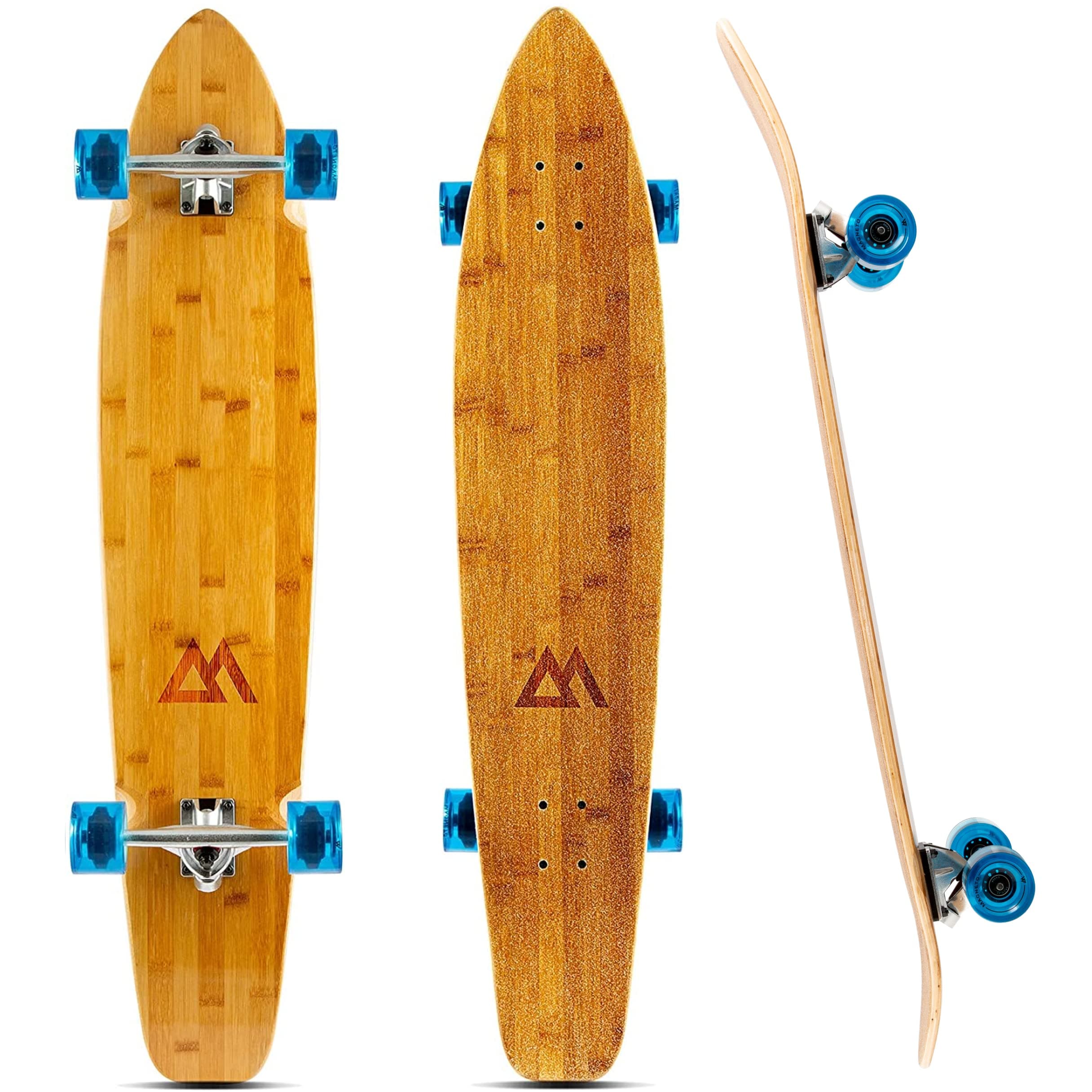 Magneto 44 inch Kicktail Cruiser Longboard Skateboard | Bamboo and Hard Maple Deck | Made for Adults, Teens, and Kids (Red)