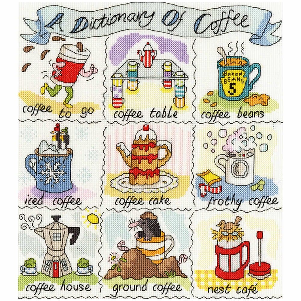 Bothy Threads DICTIONARY OF COFFEE Cross Stitch Kit
