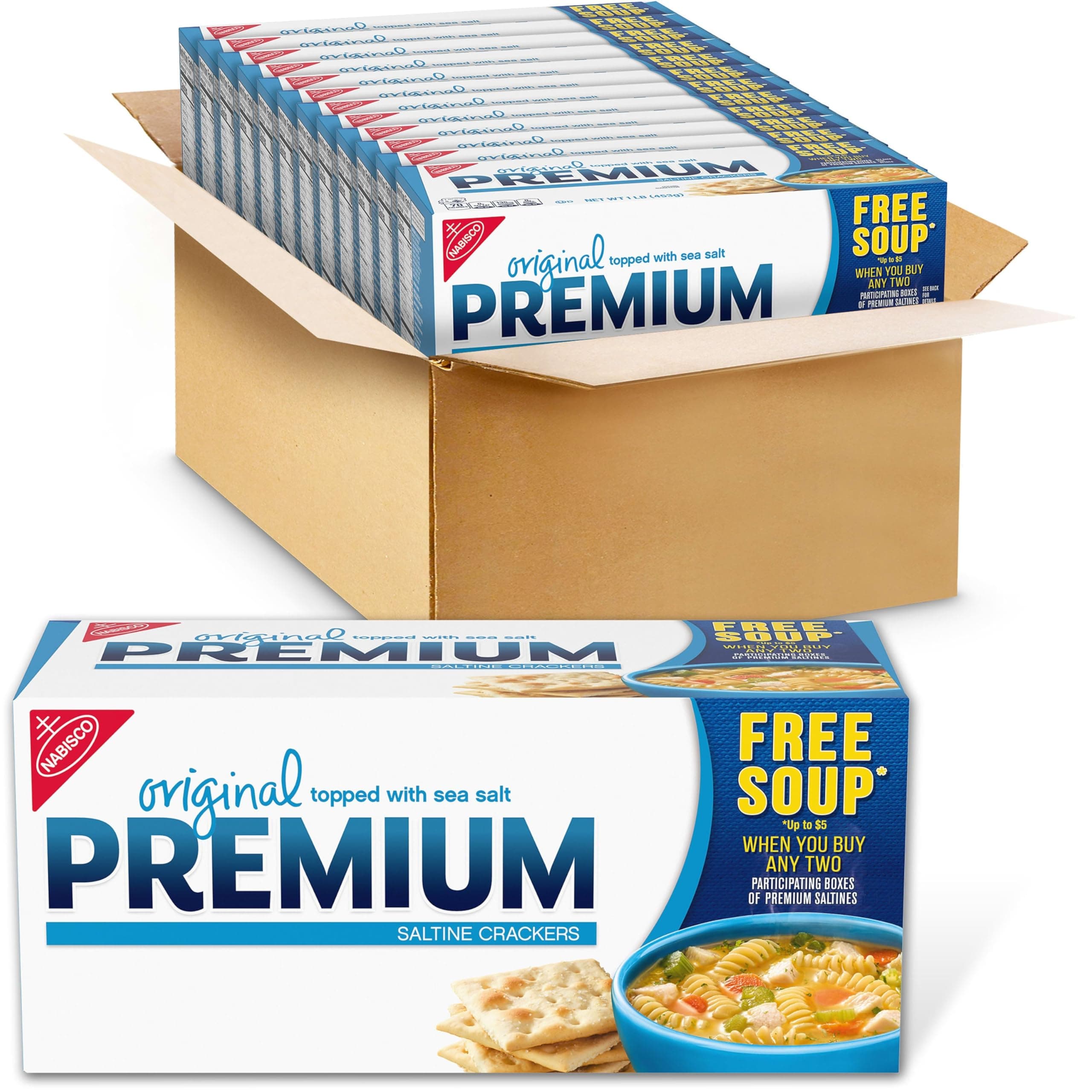 Premium Original Saltine Crackers, Lunch Snacks, Bulk Snacks, 12-16 oz Boxes