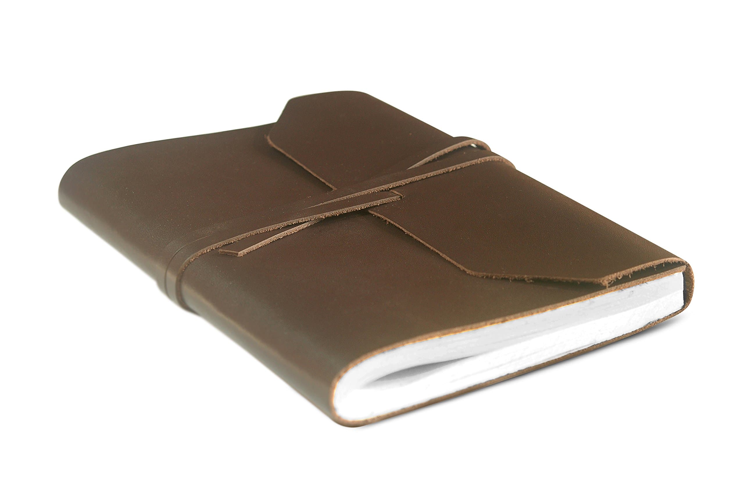 Formal Leather (Not Distressed) Journal, Travel Diary, Notebook, Unlined Paper Sketchbook (Brown 5x7)