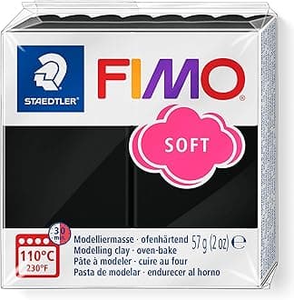 STAEDTLER 8020-9 FIMO Soft Oven-Hardening Polymer Modelling Clay - Black (1 x 57g Block)