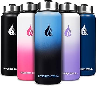 Hydro Cell Stainless Steel Insulated Water Bottle with Straw - for Cold and Hot Drinks - Metal Vacuum Bottle with Screw Cap and Modern Leakproof Sports Thermos for Children and Adults