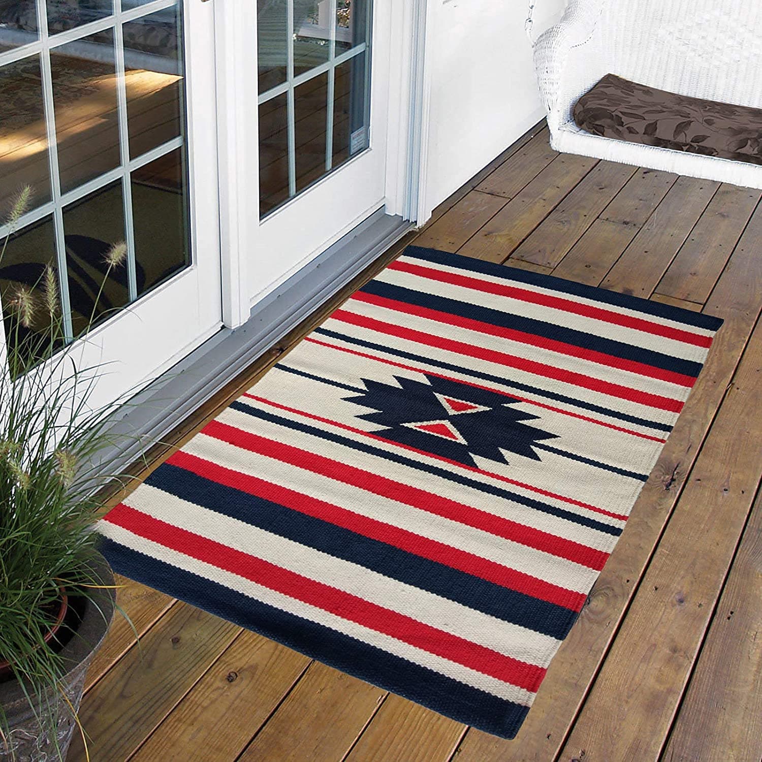 GLEAM Cotton Modern Floor Multi Purpose Mat /Door Mat/Dari/Rug (50x80 cm, Multi-Color) Red