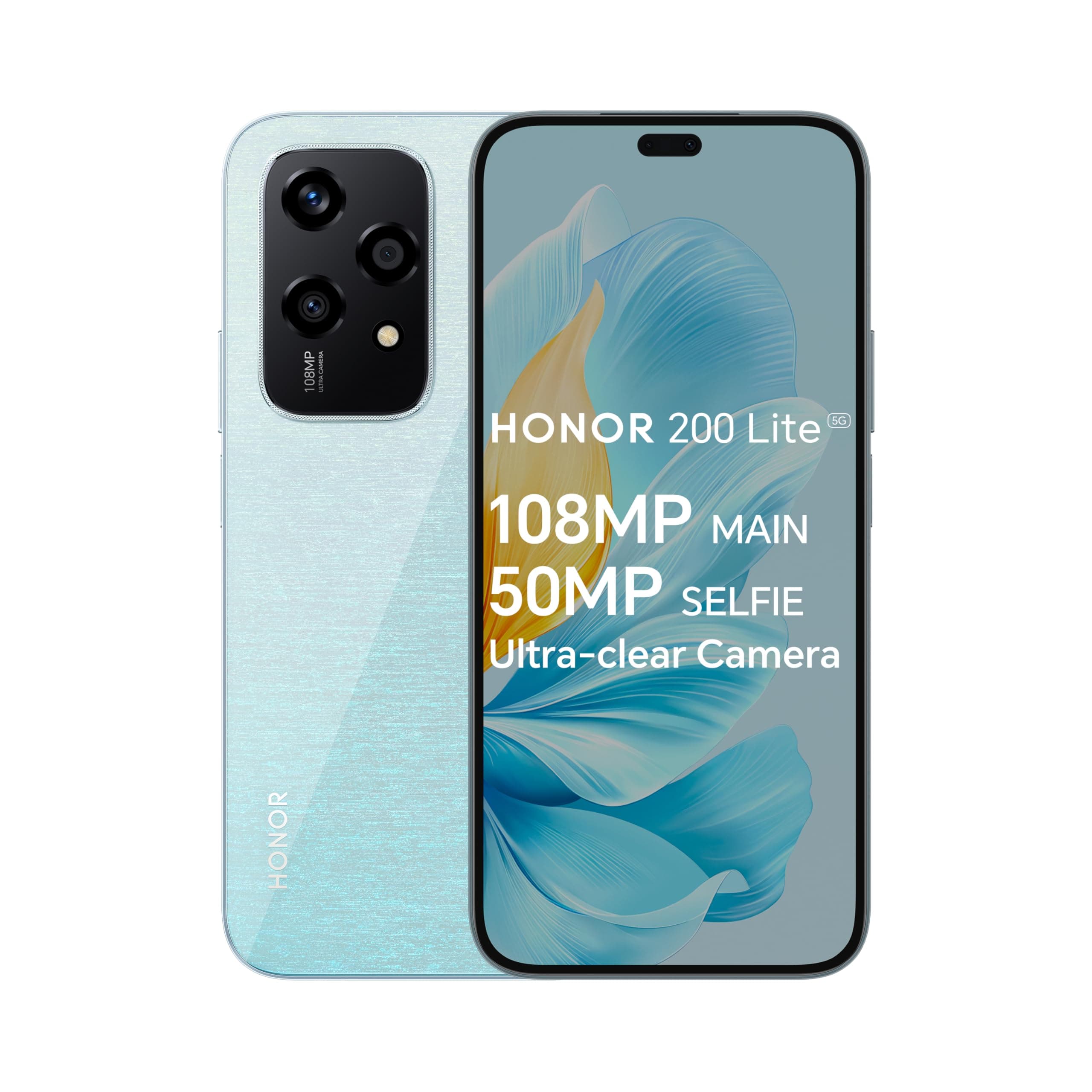 HONOR 200 Lite, 5G Dual SIM, 8GB RAM + 256GB ROM, 6,7” Anti-Drop AMOLED Display, 108MP Triple Rear Camera, Starry Blue - UAE Version, 1 Year Official Warranty (UAE Type Approved)