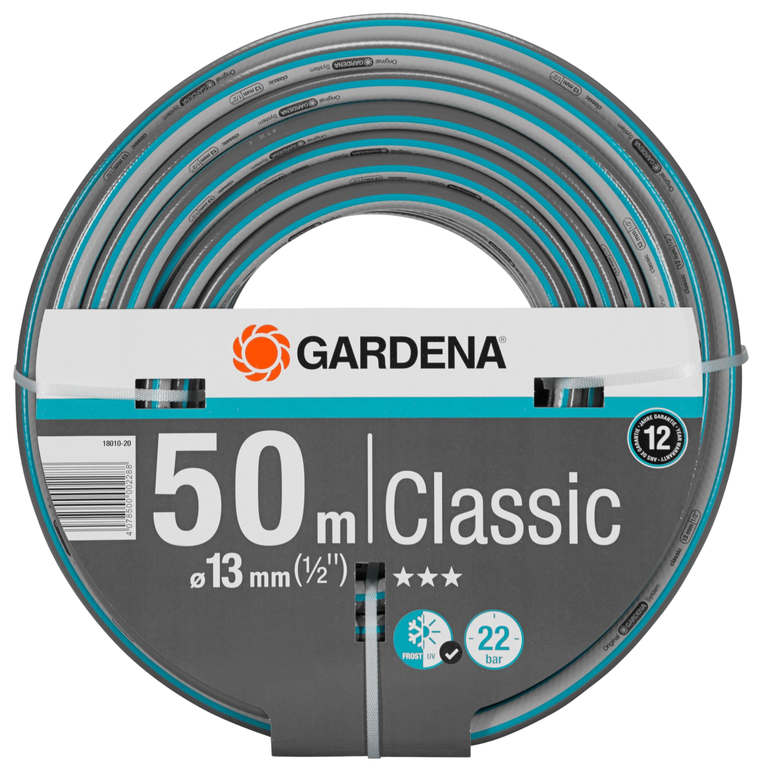Classic Hose, 13 mm (1/2 inch), 50 m: Universal Garden Hose of Robust Cross-Weave, 22 bar Burst Pressure, UV Resistant, Without System Parts (18010-20)