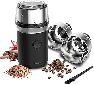 COSORI Electric Coffee Grinders for Spices, Seeds, Herbs, and Coffee Beans, Spice Blender and Espresso Grinder, Wet and Dry Grinder, Included 2 Removable Stainless Steel Bowls, Black
