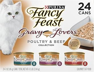 Purina Fancy Feast Gravy Wet Cat Food, Gravy Lovers Poultry & Beef Feast Collection - (24) 3oz Cans