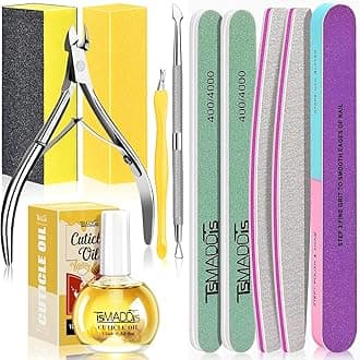 Nail Buffers and Files Set with Buffer Blocks, Cuticle Trimmer, Pusher and Cuticle Oil, Nail Care Kit for Women