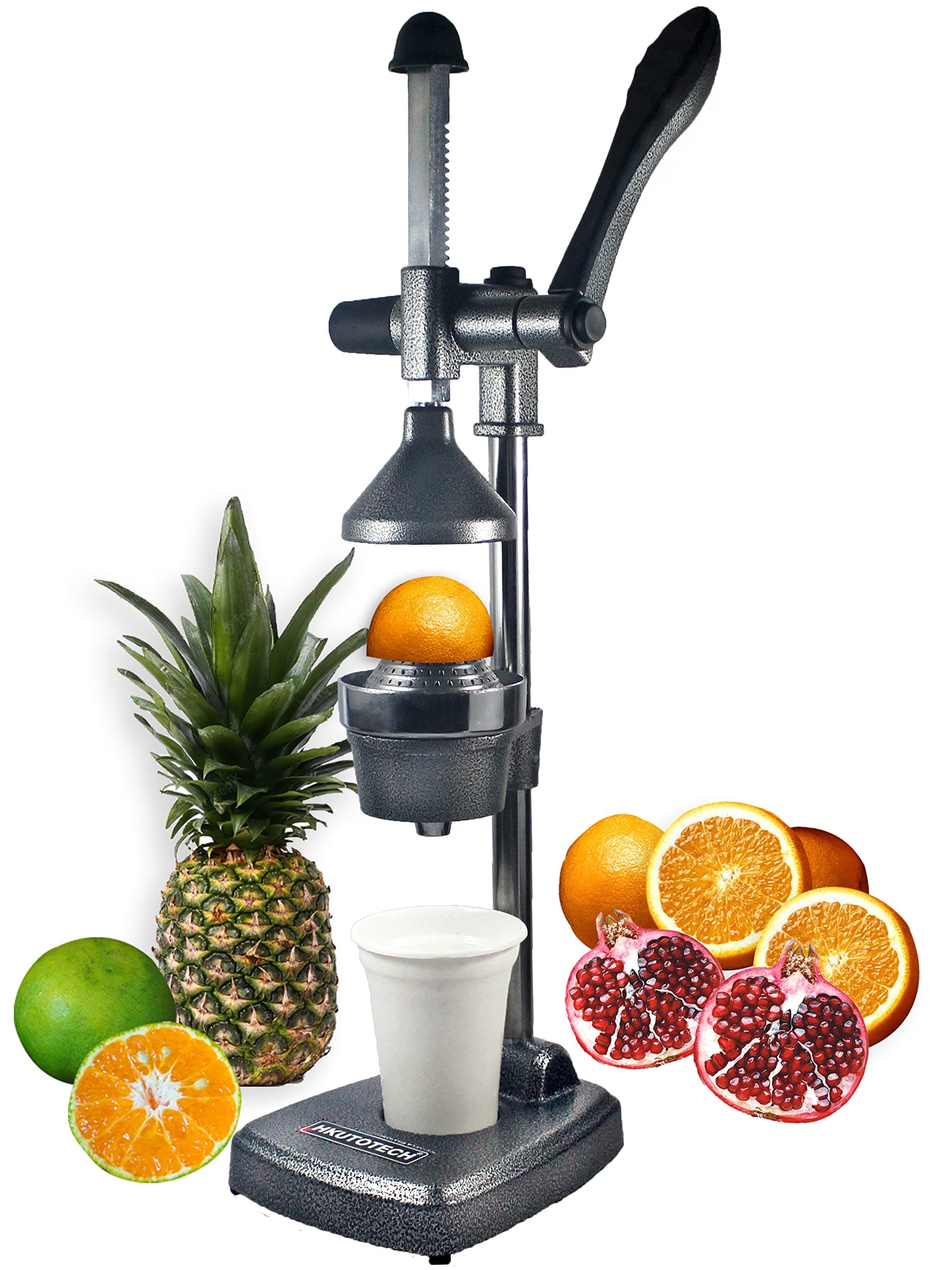 Aluminium Hand Press Citrus Fruit Juicer, Manual Cold Press Juicer and Squeezer for Fruits and Vegetables - Big (Made in India) Gray Color