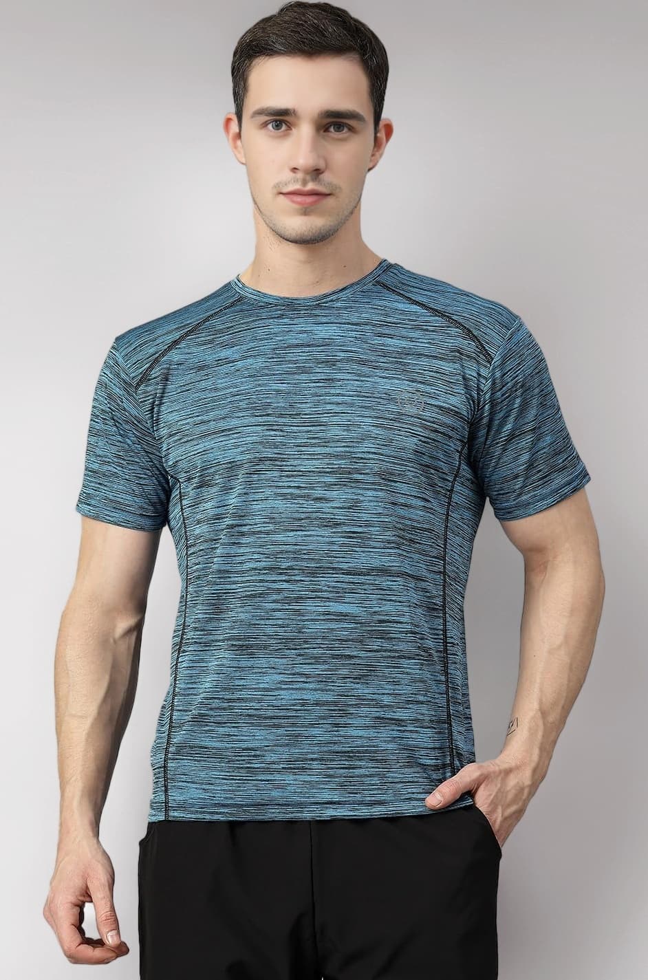 CHKOKKO Men's Polyester Regular Fit Round Neck Regular Dry Fit Gym Sports T-Shirt