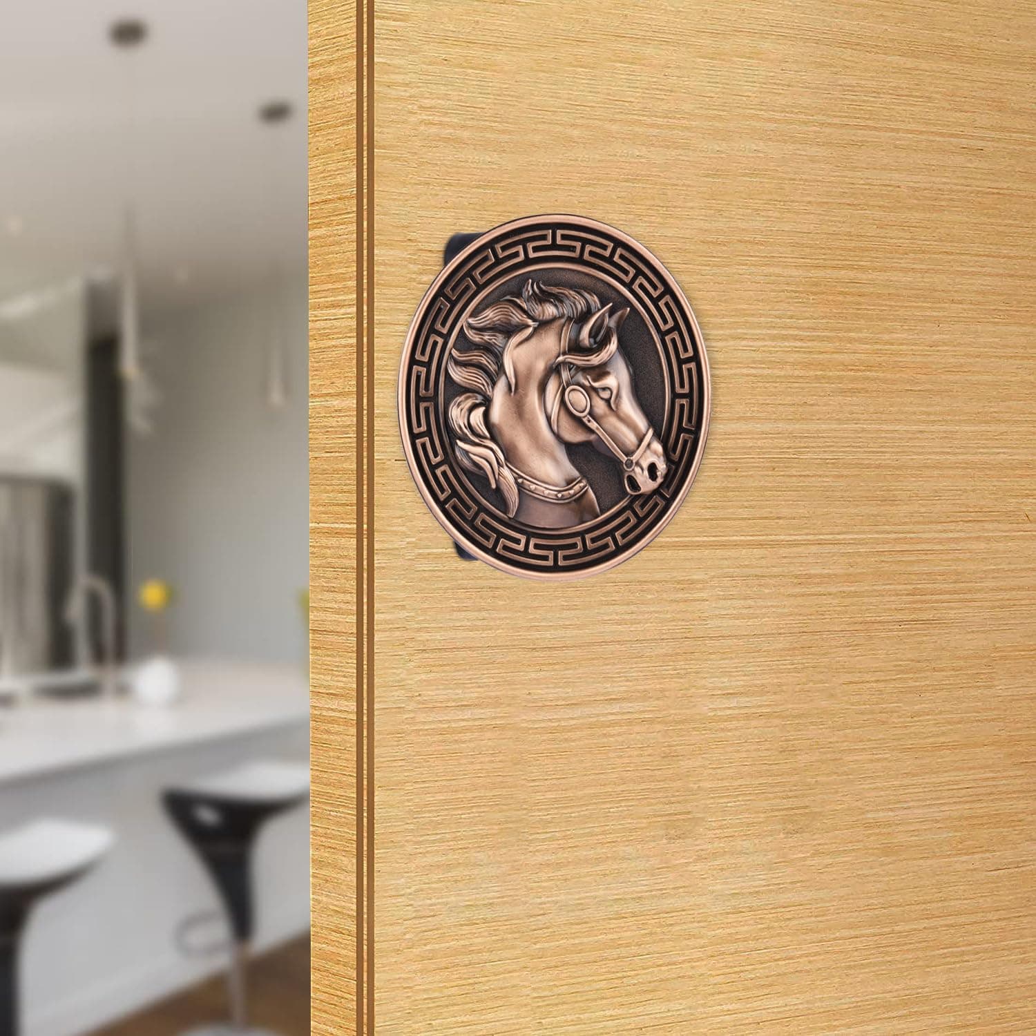 BonKaso 302 Aluminum Premium Horse Shape Push Pull Door Handle for Glass & Wooden Door - Antique Brass, Matt Finish (Set of 1) 4 Inch