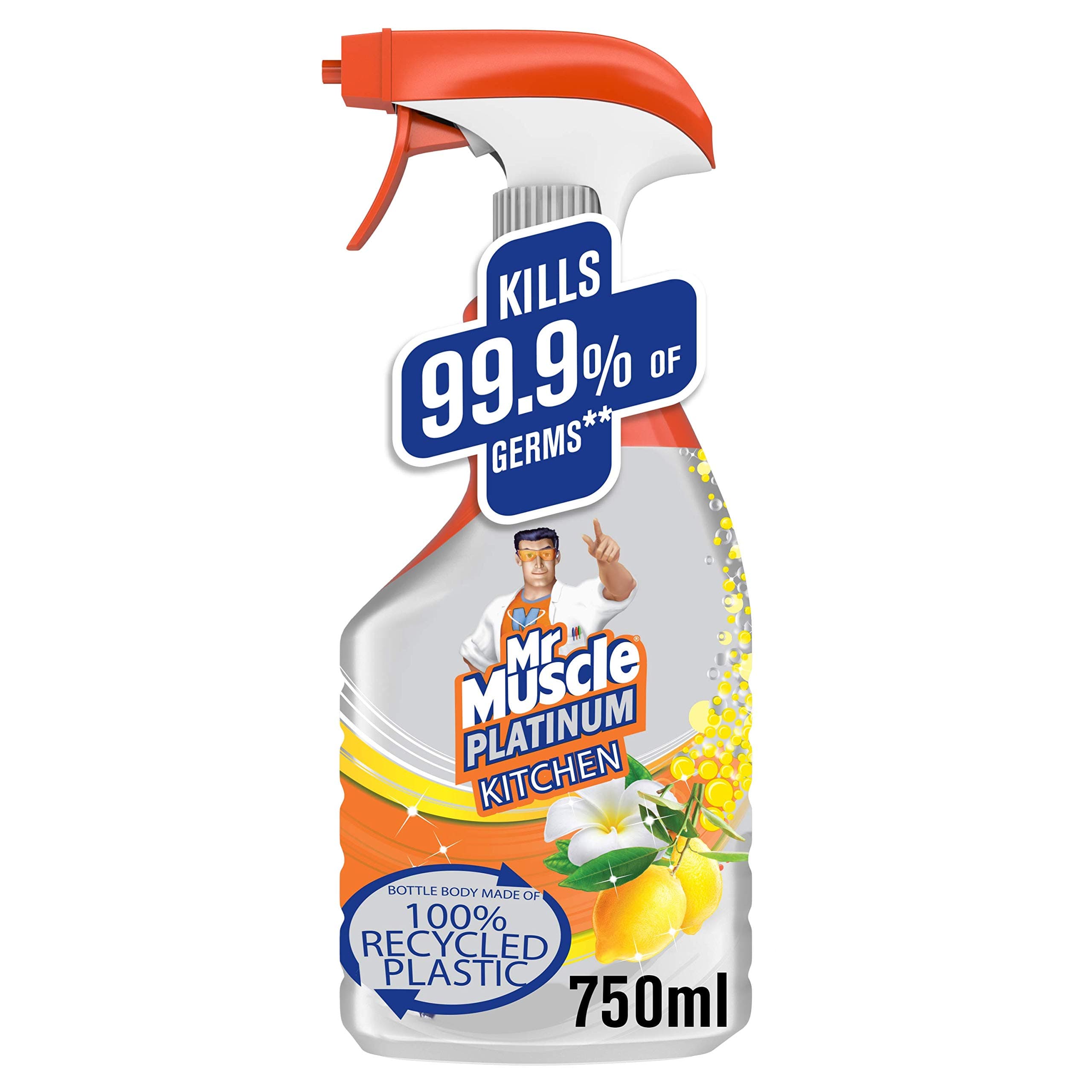 Mr Muscle Kitchen Cleaner Citrus Platinum Antibacterial Kitchen Spray, 25.5 fl oz (750 ml) (Pack of 1)
