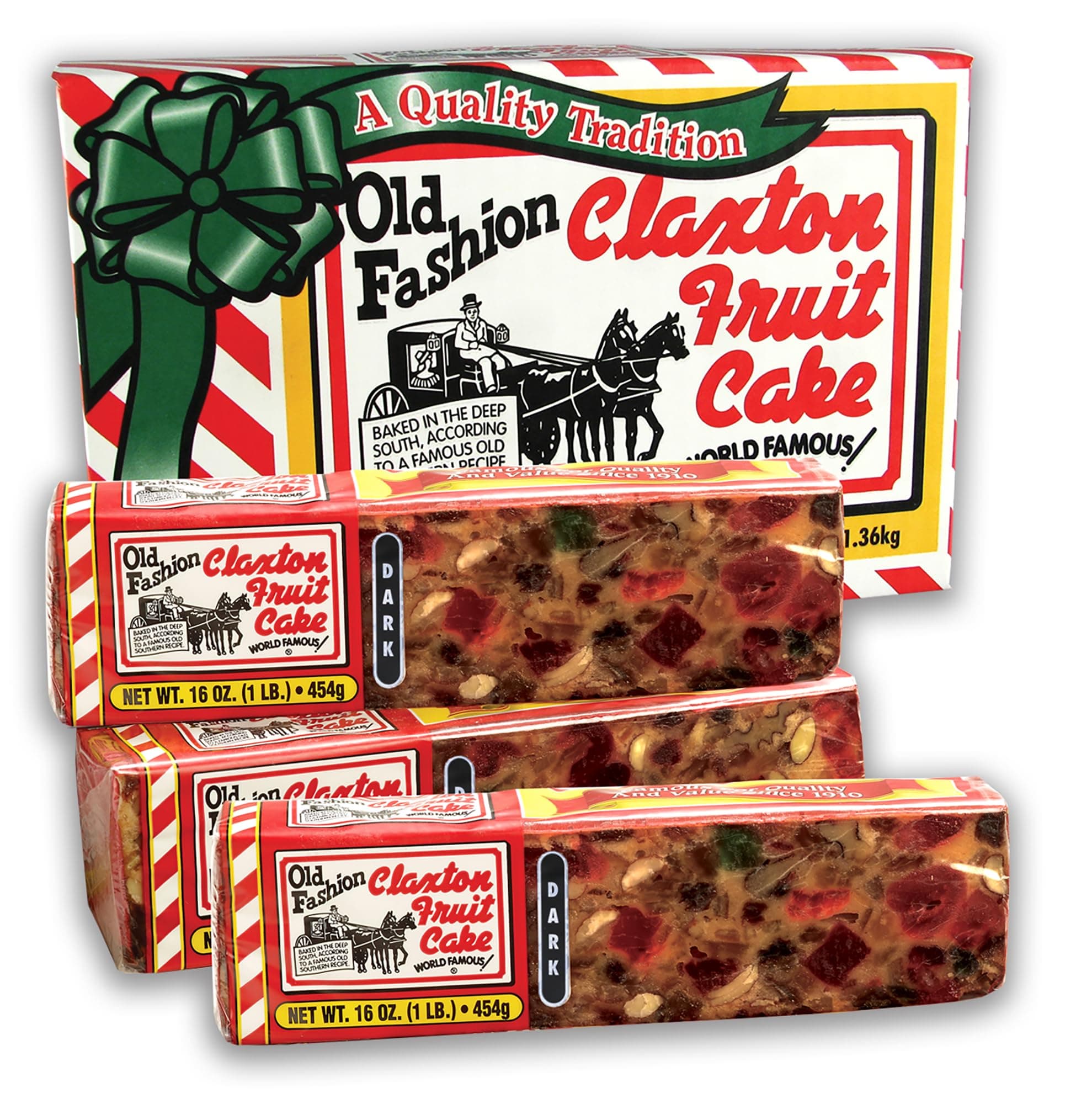 FRUIT CAKE Boxed - 1 lb Dark Recipe Claxton Fruitcake by Claxton Fruitcake