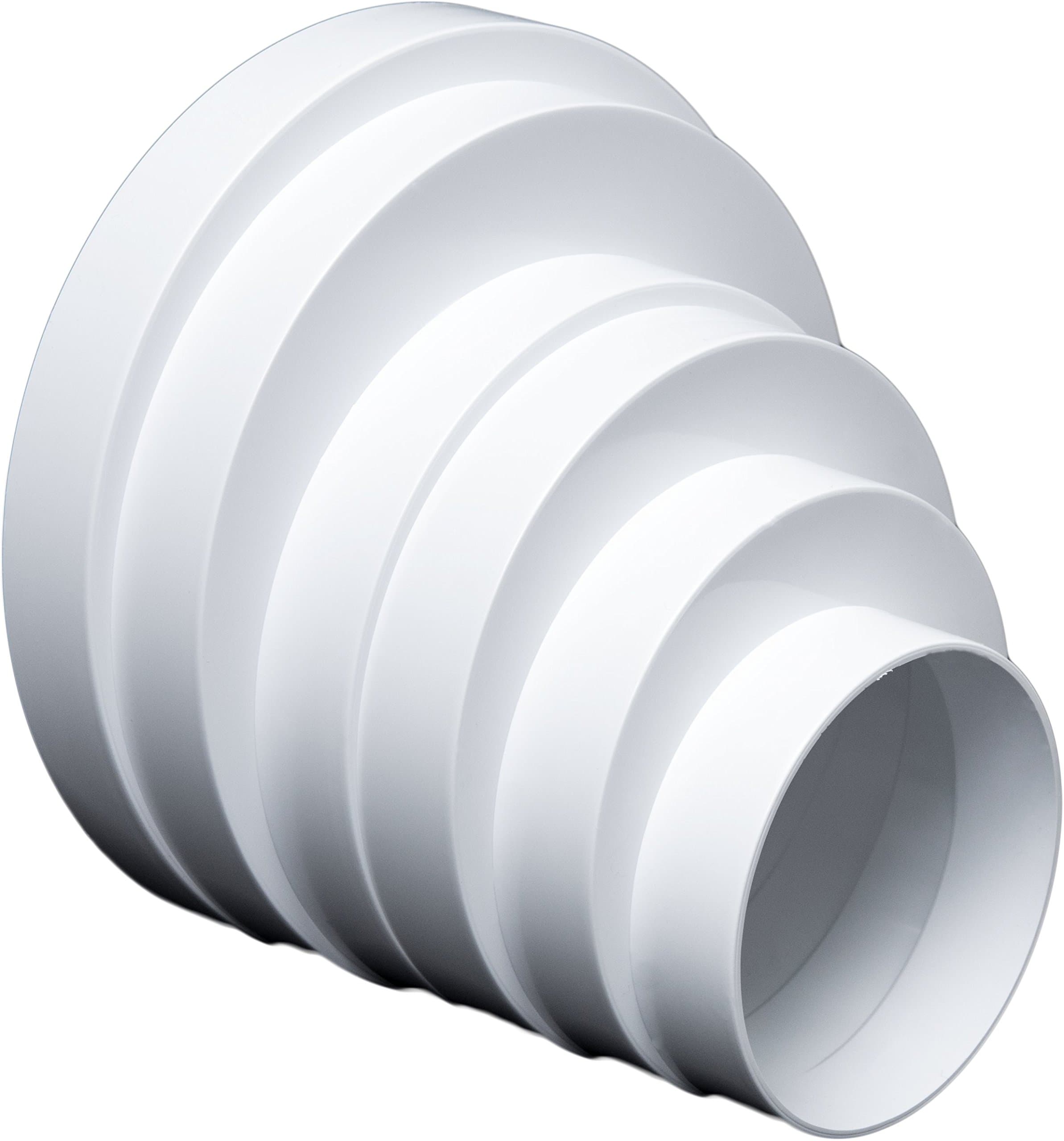 MM TECHNIK Universal PVC Ventilation Reducer, 80-160 mm, White, Quiet & Efficient, Suitable for Residential & Commercial Use