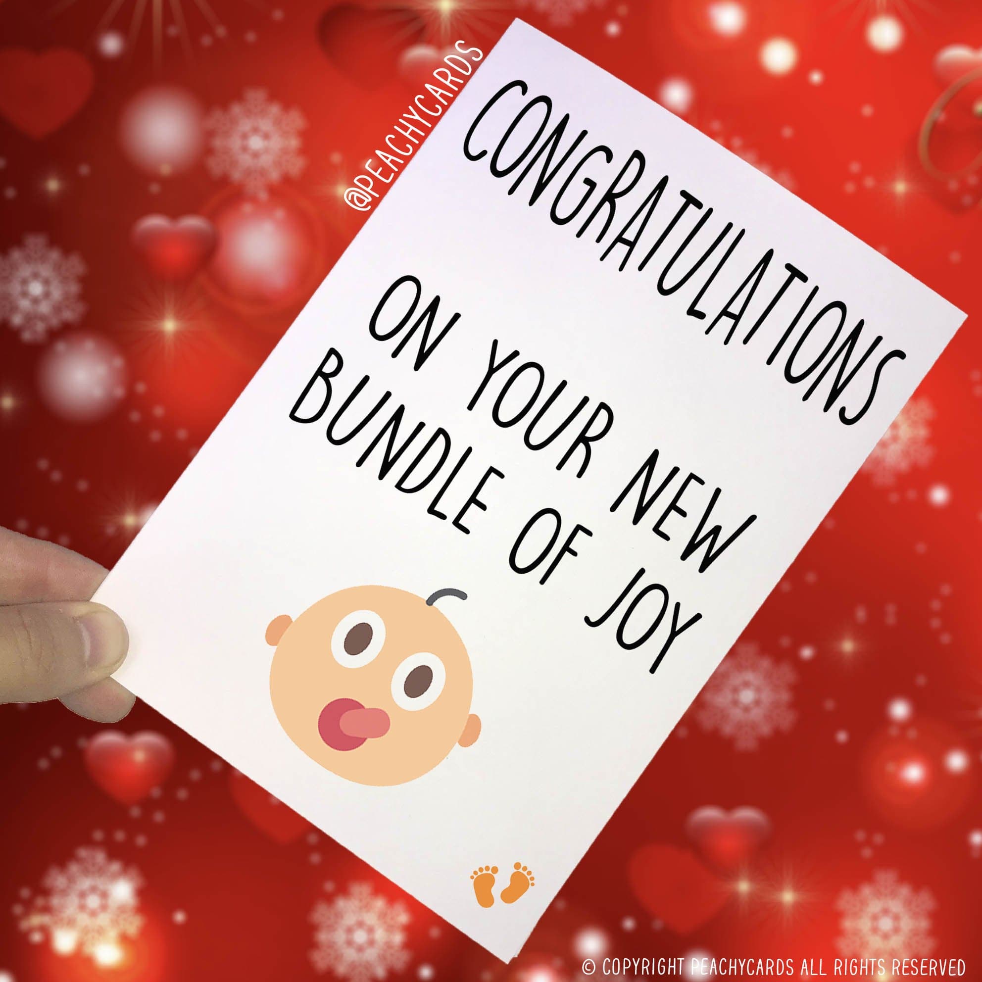 Peachy Antics New Baby Card Congratulations Card New Bundle Of Joy New Mum Card, New Dad Card, Baby Girl, Baby Boy New Parents Cards Friend Cards PC164
