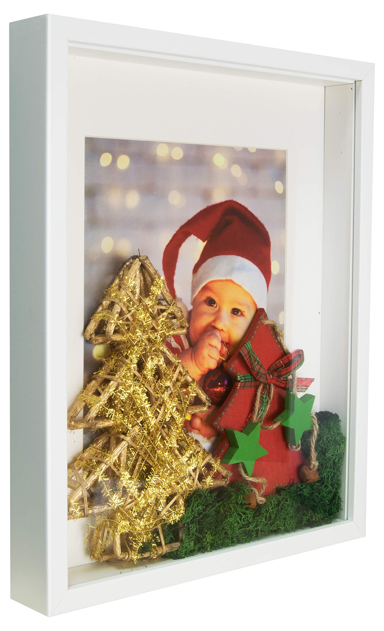 BD ART Shadow Box 3D 11x14 Inch, Display Box Photo Frames, White Photo Frame with Wall and Tabletop for 8x10 inch Photo, for Crafts, Photos, Souvenir, Baby Items, dried Flowers, Medals