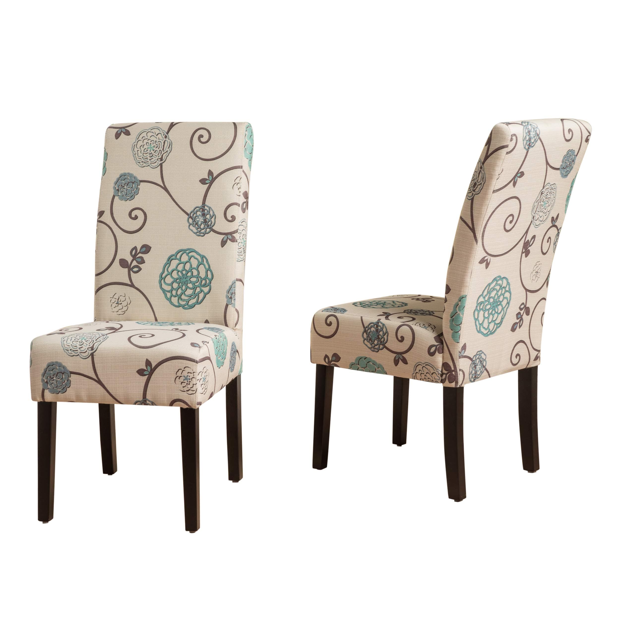 Christopher Knight Home Pertica Fabric Dining Chairs, 2-Pcs Set, White And Blue Floral