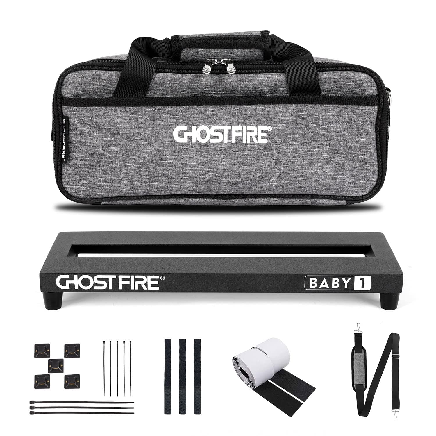 GHOSTFIRE Ghost Fire Guitar Pedal Board Aluminum Alloy 1.08lb Effect Pedalboard 13.7''x5.5''x1.9" with Carry Bag,V series (V-BABY 1)