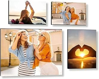 JOXOFO Custom Photo Tiles Personalized Peel and Stick Picture Frames Mix Tiles for Collage Wall Decor Storyboards Photo Prints Gift for Family and Friends 4pcs