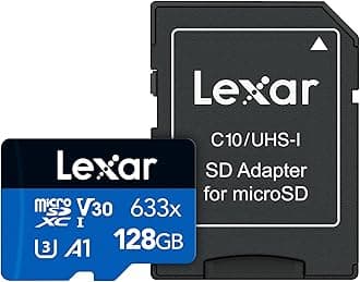 High-Performance 633x 128GB microSDXC UHS-I Card with SD Adapter, C10, U3, V30, A1, Full-HD & 4K Video, Up To 100MB/s Read, for Smartphones, Tablets, and Action Cameras (LSDMI128BBNL633A)