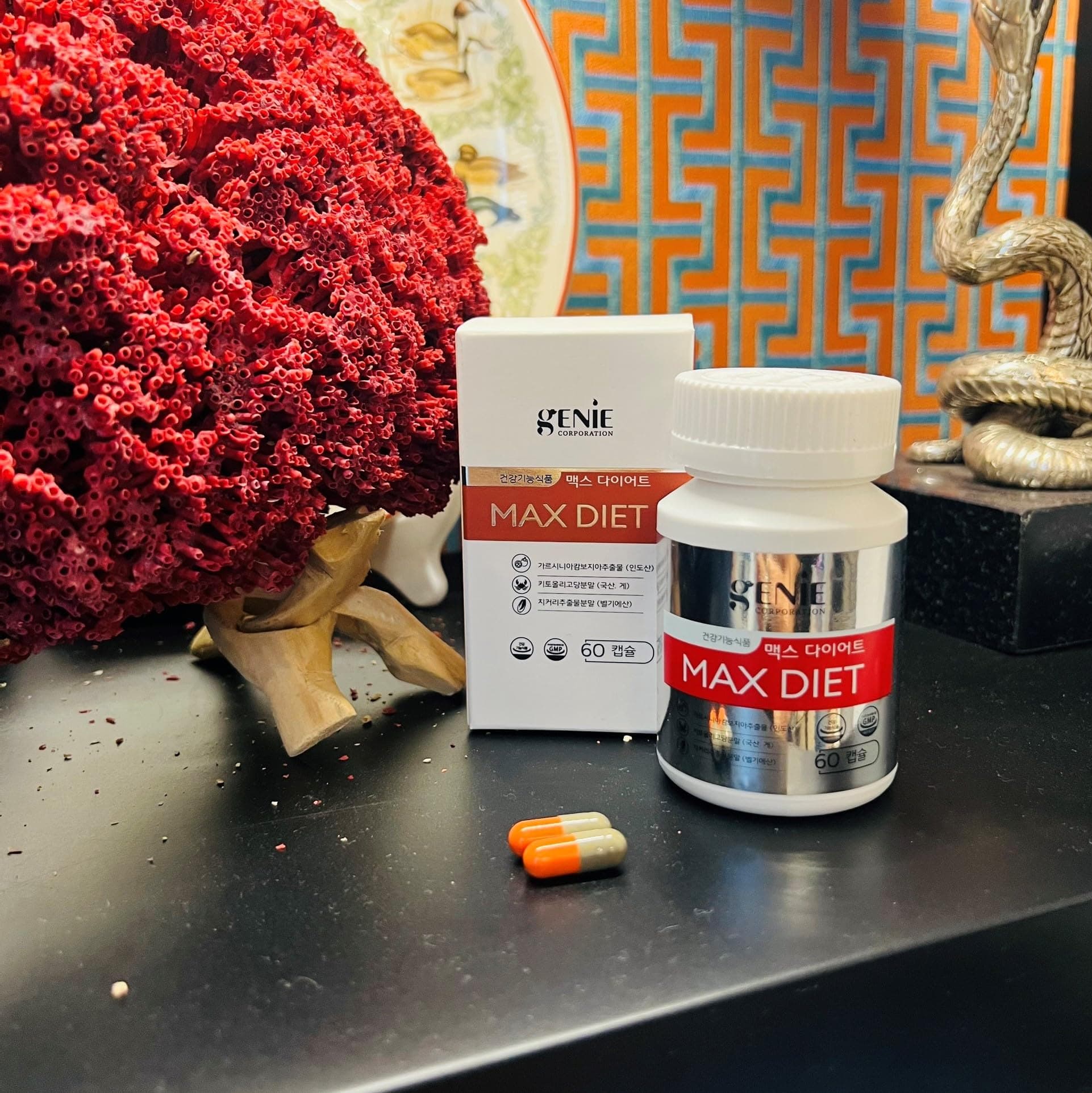 02 Boxes - 60 Capsules - Vien Uong Giam Can Max Diet Genie, Giam Mo, Detox, Thanh loc co The - 1 Box Used for 30 or 60 Days