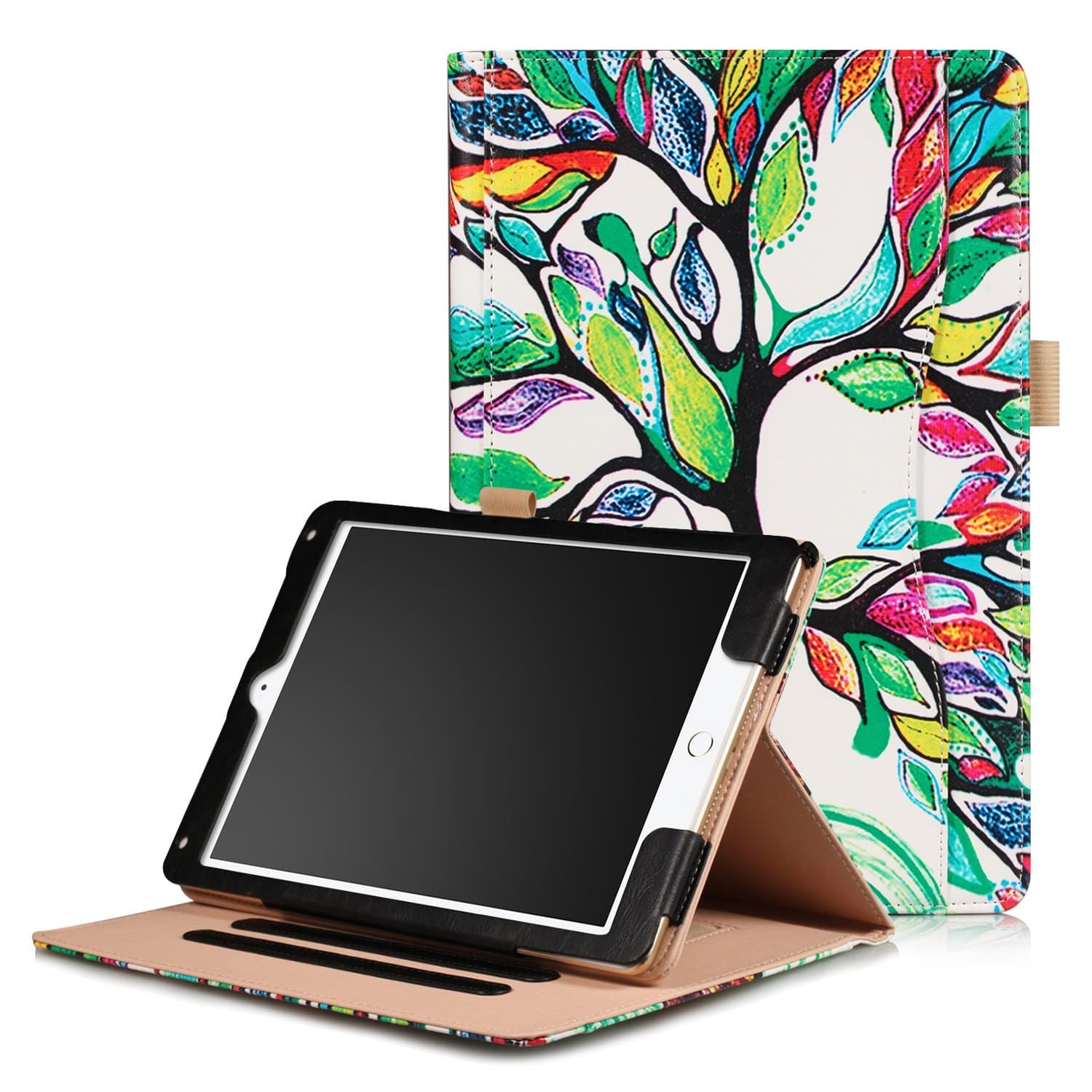 Apple New iPad 9.7 inch 2018/2017 / iPad Air / Air2 Case - Multifunctional Cover for Apple New iPad 9.7 inch 2018/2017 iPad Air/Air2, with Multiple Viewing Angles (Lucky Tree)