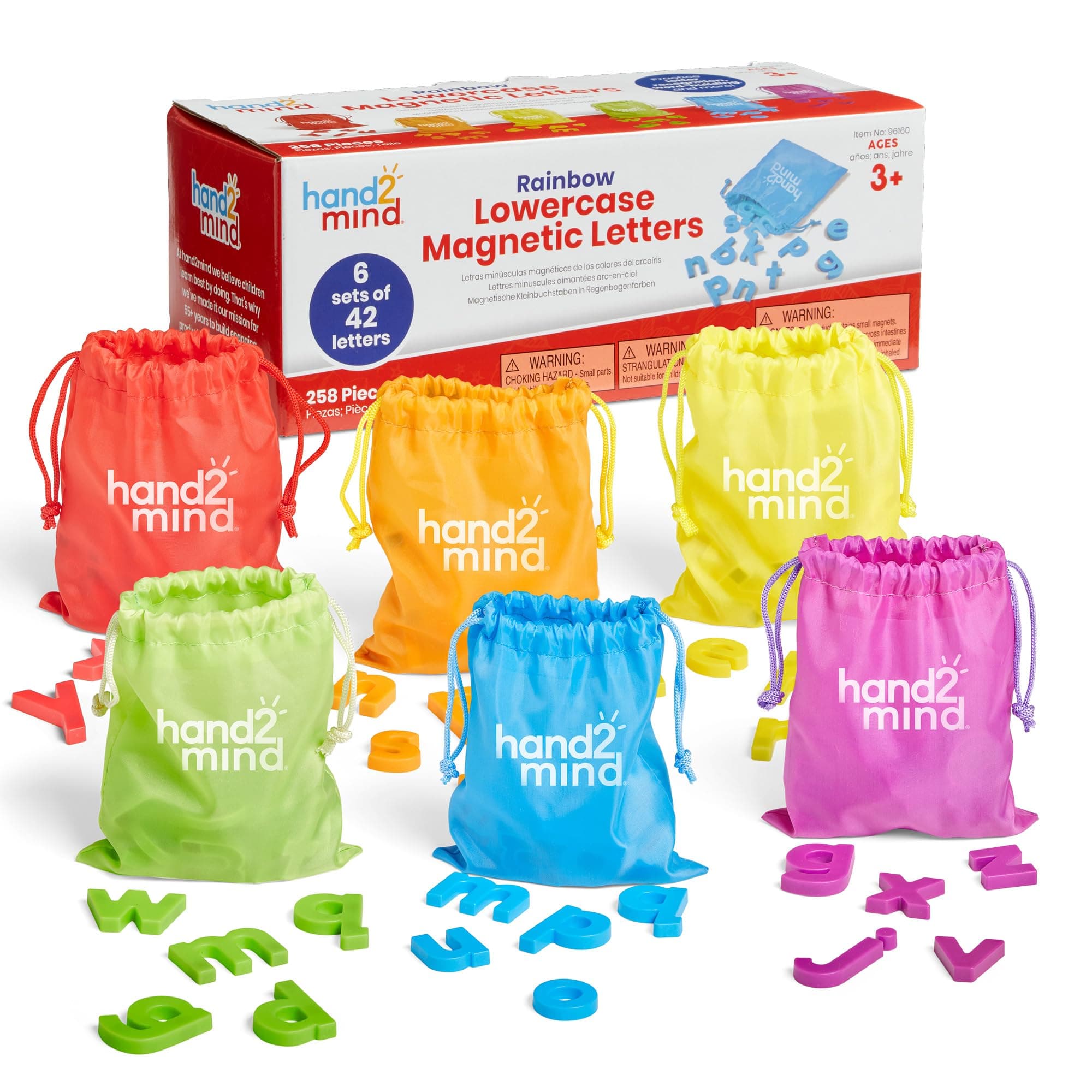 Rainbow Lowercase Magnetic Letters, Plastic Magnetic Letters for Classroom, Alphabet Letters for Kids, Letter Recognition for Kindergarten, Word Building Letter Magnets for Kids (Set of 6)