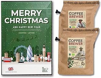 Christmas Greeting Cards for Coffee Lovers – Includes 3 Premium Coffee Brewers with Gourmet Coffees of The World | Unique & Unusual Hamper Style Letterbox Gift Idea for Men & Women
