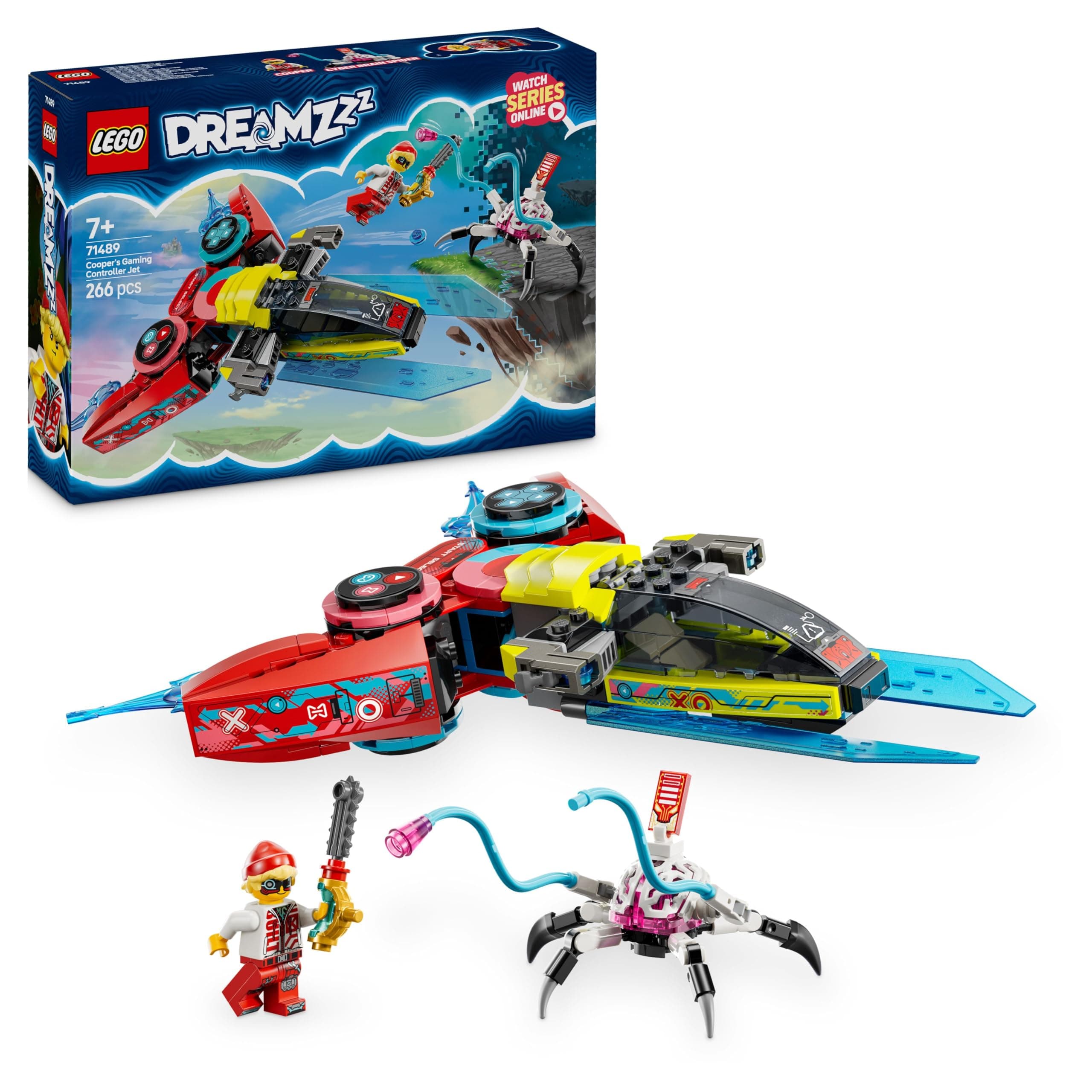 DREAMZzz 2in1 Cooper’s Gaming Controller Jet Plane to Helicopter Set, Building Toy for Kids with a Minifigure and Spider Figure for Imaginative Play, Gift for 7 Plus Year Old Boys & Girls 71489