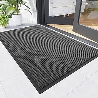 Front Door Mat, 3' x 5' Heavy Duty Indoor Outdoor Welcome Mat for Entryway, Commercial Floor Entrance, Low Profile, Non-Slip, Durable Rubber Backing for Entry, Patio, Home