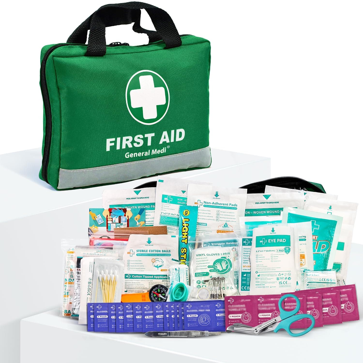 210 Piece First Aid Kit- Emergency Kit - Reflective Design - Includes Ice(Cold) Pack, Moleskin Pad and Emergency Blanket for Travel, Home, Office, Car, Workplace & Outdoor