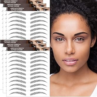 Aresvns Black Eyebrow Tattoo 66 Pairs! Newly Improved 4D Realistic Fake Eyebrows Waterproof and Long-Lasting 3-5 Days,Eyebrows Tattoo Sticker,Popular Brow Makeup Transfers Sticker Christmas Gift