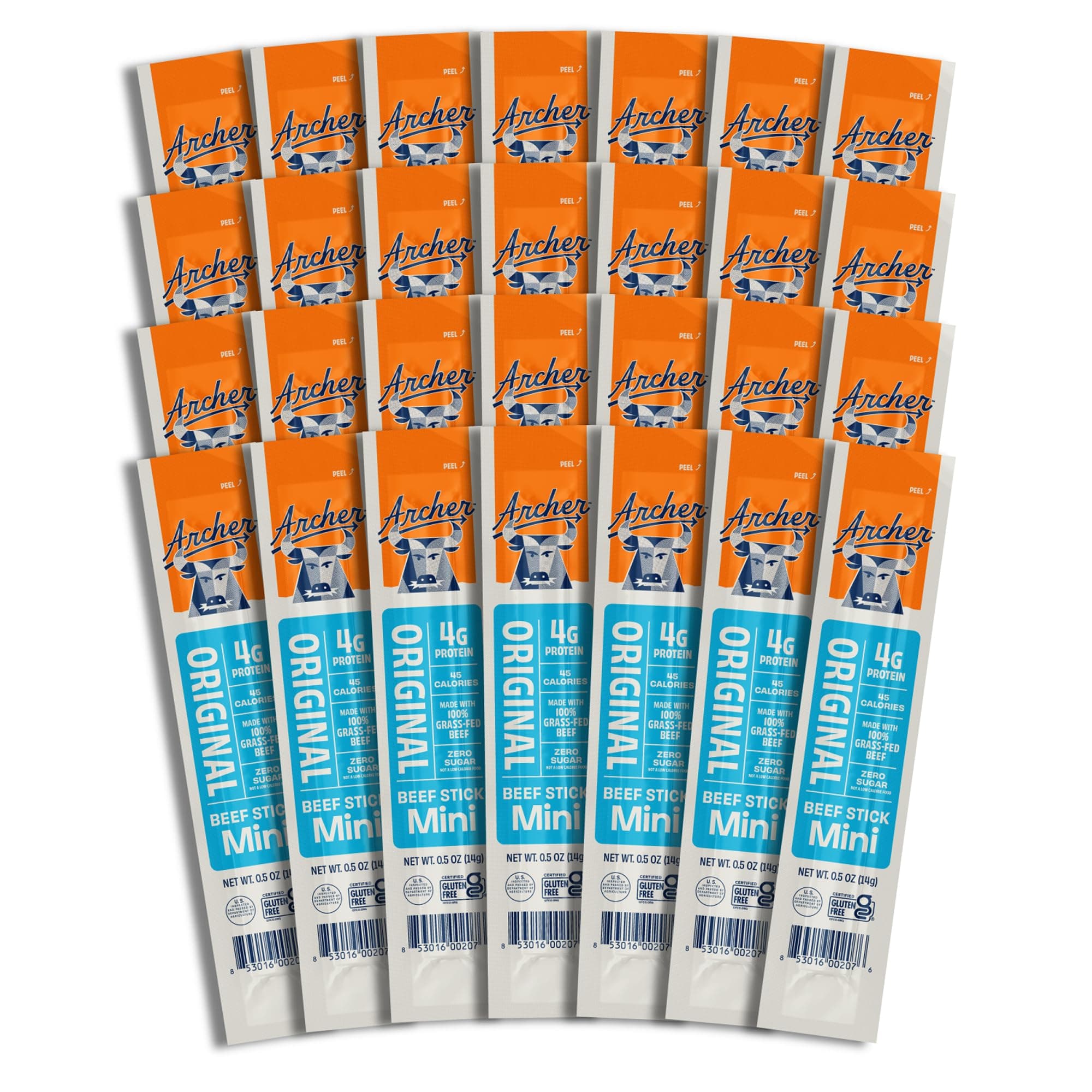 Country Archer Original Mini Jerky Beef Sticks , 100% Grass-Fed, Gluten Free, High Protein Snacks.5 Ounce, 28 Count