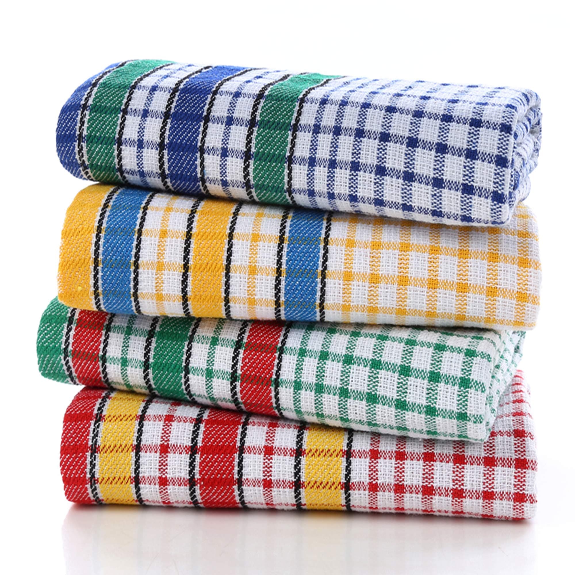 Large Kitchen Dish Towels, 16 Inch x 26 Inch Bulk Absorbent Cotton Kitchen Towels, 4 Pack Bright Colorful Tea/Bar Towel for Washing Drying Dishes and Household