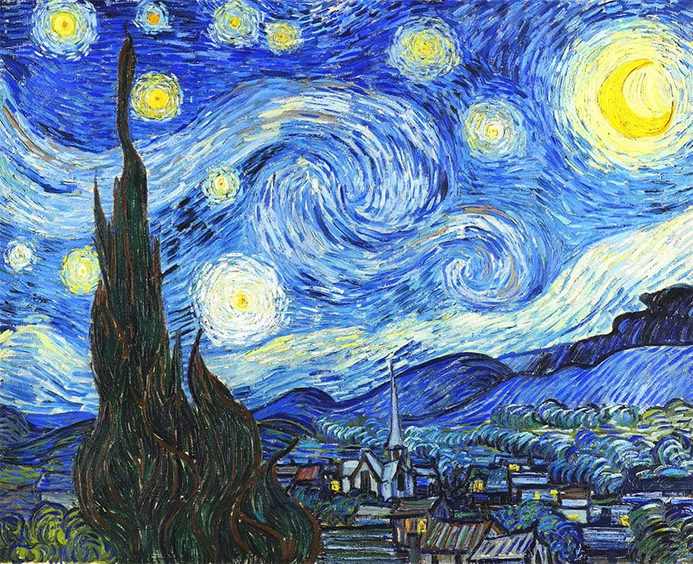 Meecaa Paint by Numbers Starry Sky Landscape Van Gogh Tree House Dark Night Kit for Adults Beginner DIY Oil Painting 16x20 inch (Starry Sky, No Frame)