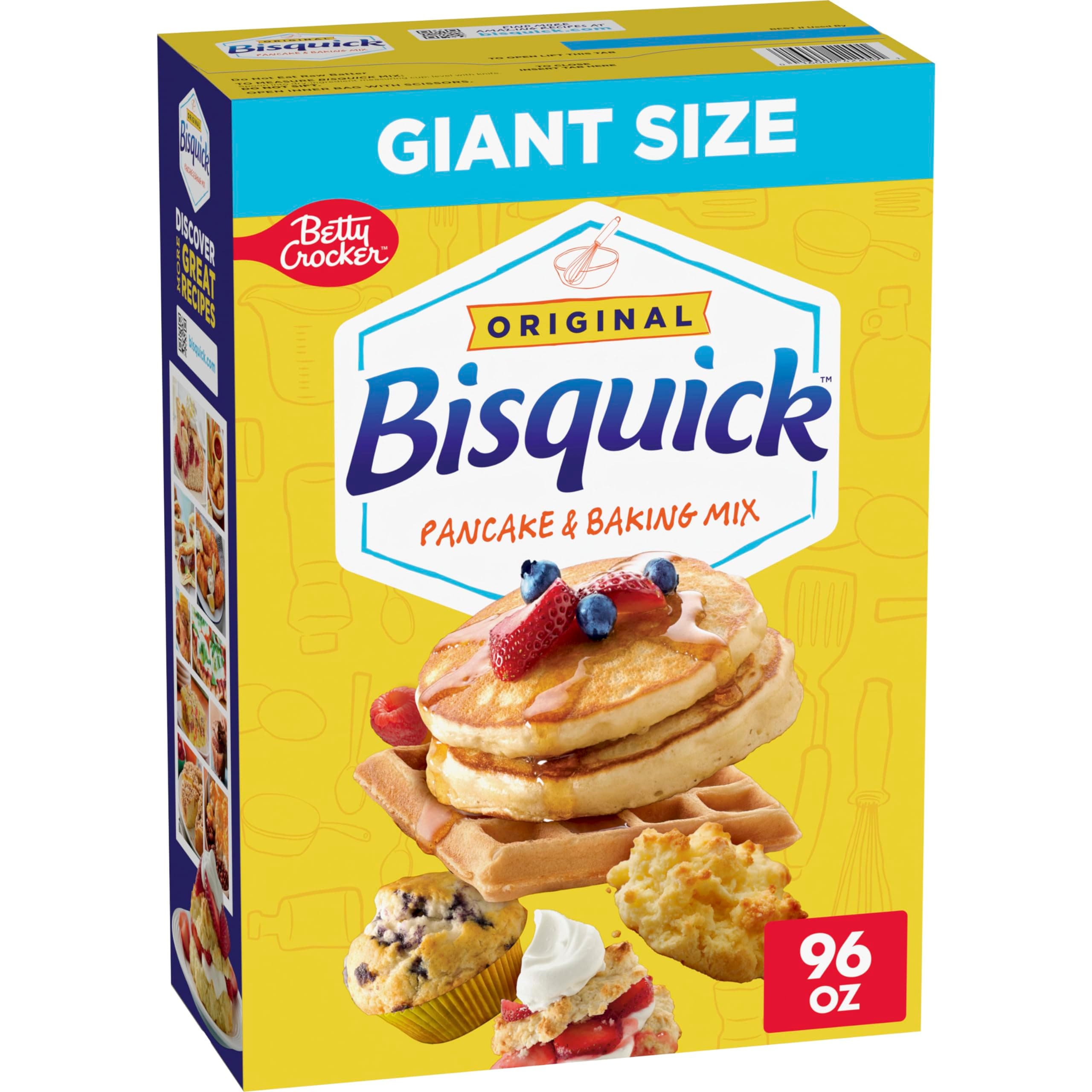 Betty Crocker Bisquick Pancake and Baking Mix, Original, Makes About 145 Pancakes, Giant Size, 96 oz